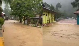 浮罗交怡的汽车被洪水毁坏