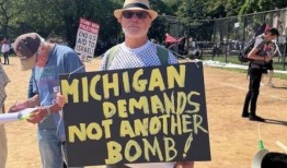 随着抗议者聚集在芝加哥，巴勒斯坦问题成为主要议题